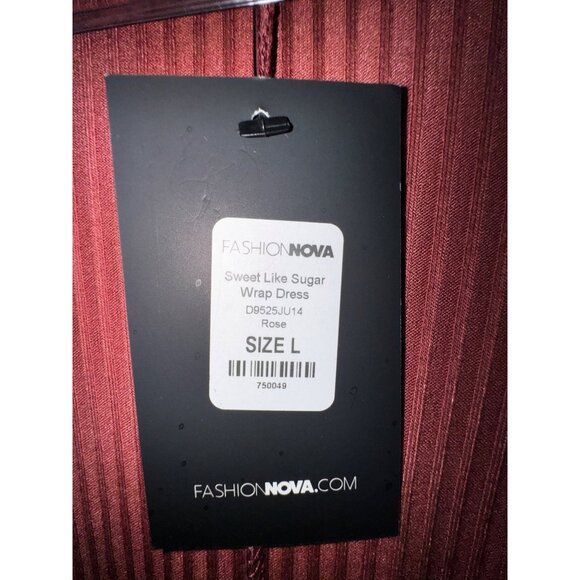 Fashion Nova Sweet Like Sugar Wrap Dress Large Rose Brown Sexy Stretch NWT Date - Picture 5 of 5